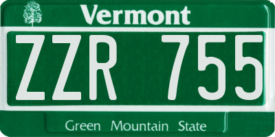 VT license plate ZZR755