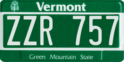 VT license plate ZZR757
