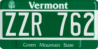 VT license plate ZZR762