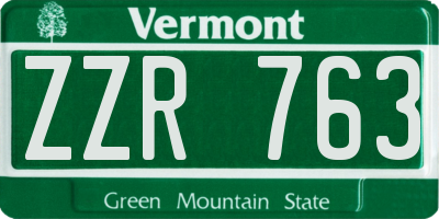VT license plate ZZR763