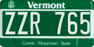 VT license plate ZZR765