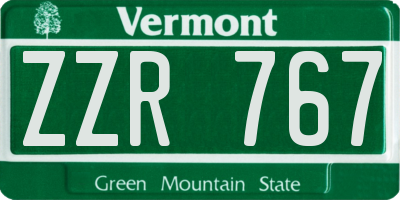 VT license plate ZZR767
