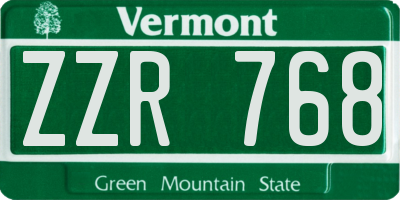 VT license plate ZZR768