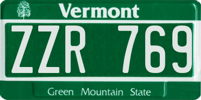 VT license plate ZZR769