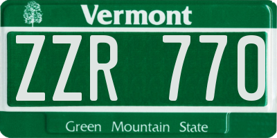 VT license plate ZZR770