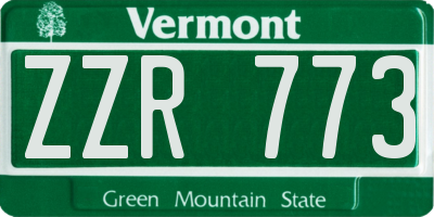 VT license plate ZZR773