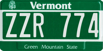 VT license plate ZZR774
