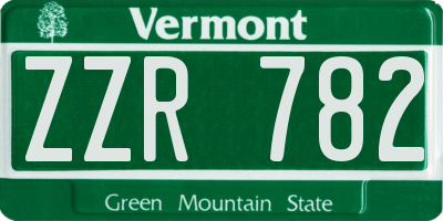 VT license plate ZZR782