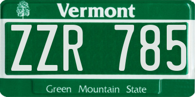 VT license plate ZZR785