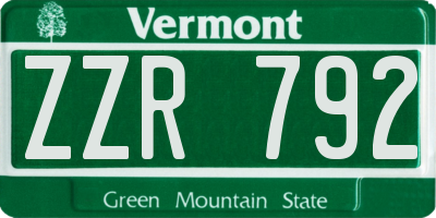 VT license plate ZZR792