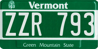 VT license plate ZZR793