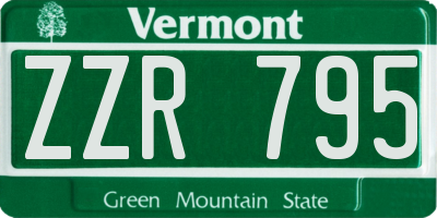 VT license plate ZZR795