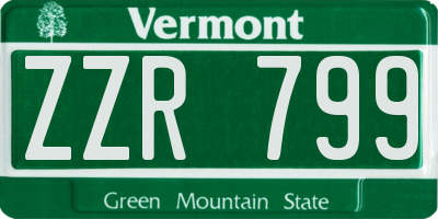 VT license plate ZZR799