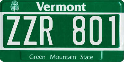 VT license plate ZZR801