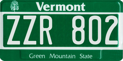 VT license plate ZZR802
