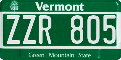 VT license plate ZZR805