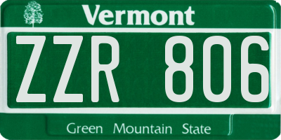 VT license plate ZZR806