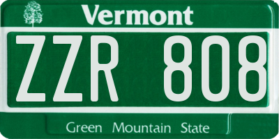 VT license plate ZZR808