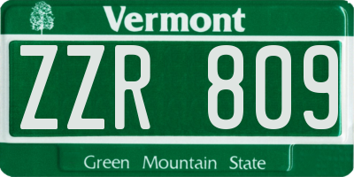 VT license plate ZZR809