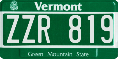 VT license plate ZZR819