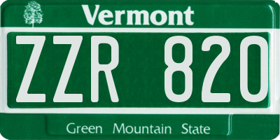 VT license plate ZZR820