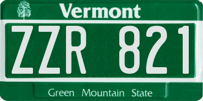 VT license plate ZZR821