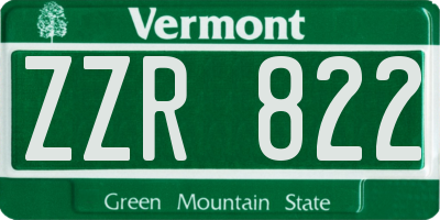 VT license plate ZZR822