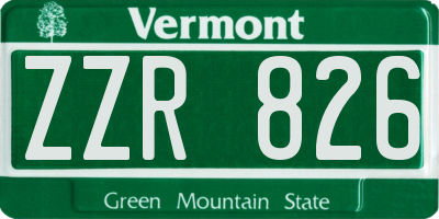 VT license plate ZZR826