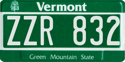 VT license plate ZZR832