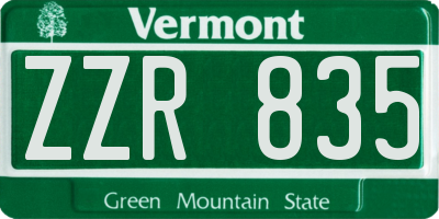 VT license plate ZZR835