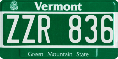 VT license plate ZZR836
