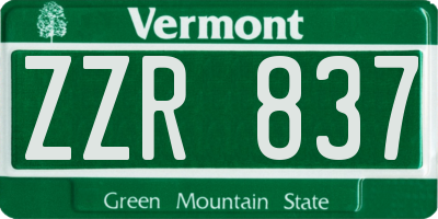 VT license plate ZZR837