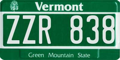 VT license plate ZZR838