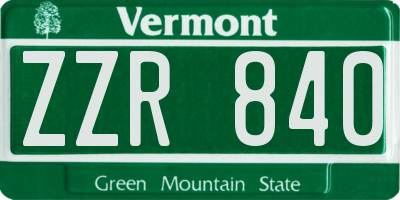 VT license plate ZZR840