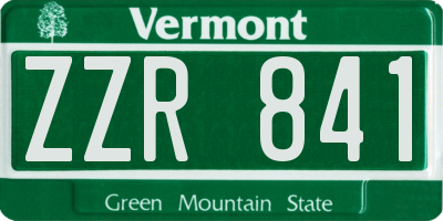 VT license plate ZZR841
