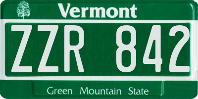VT license plate ZZR842