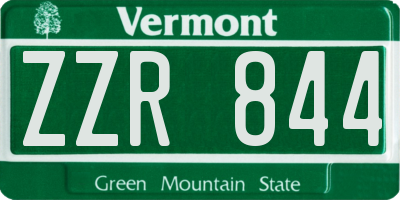 VT license plate ZZR844