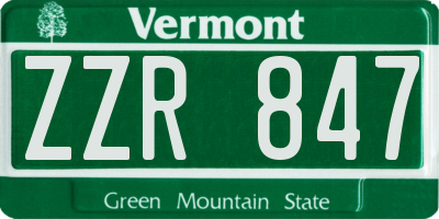 VT license plate ZZR847