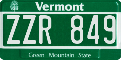VT license plate ZZR849
