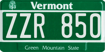 VT license plate ZZR850