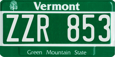 VT license plate ZZR853