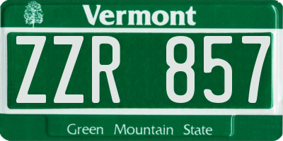 VT license plate ZZR857