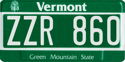 VT license plate ZZR860