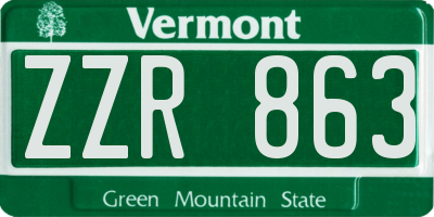 VT license plate ZZR863
