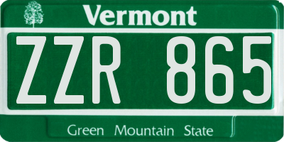 VT license plate ZZR865