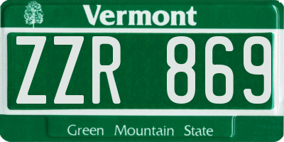 VT license plate ZZR869