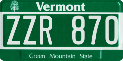 VT license plate ZZR870