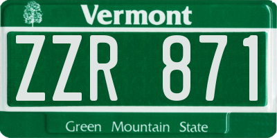 VT license plate ZZR871