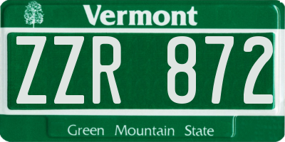 VT license plate ZZR872