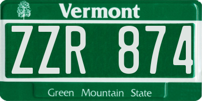 VT license plate ZZR874